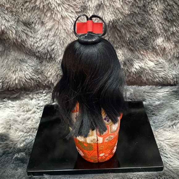 Traditional Japanese Doll with Orange Kimono - Picture 5 of 16